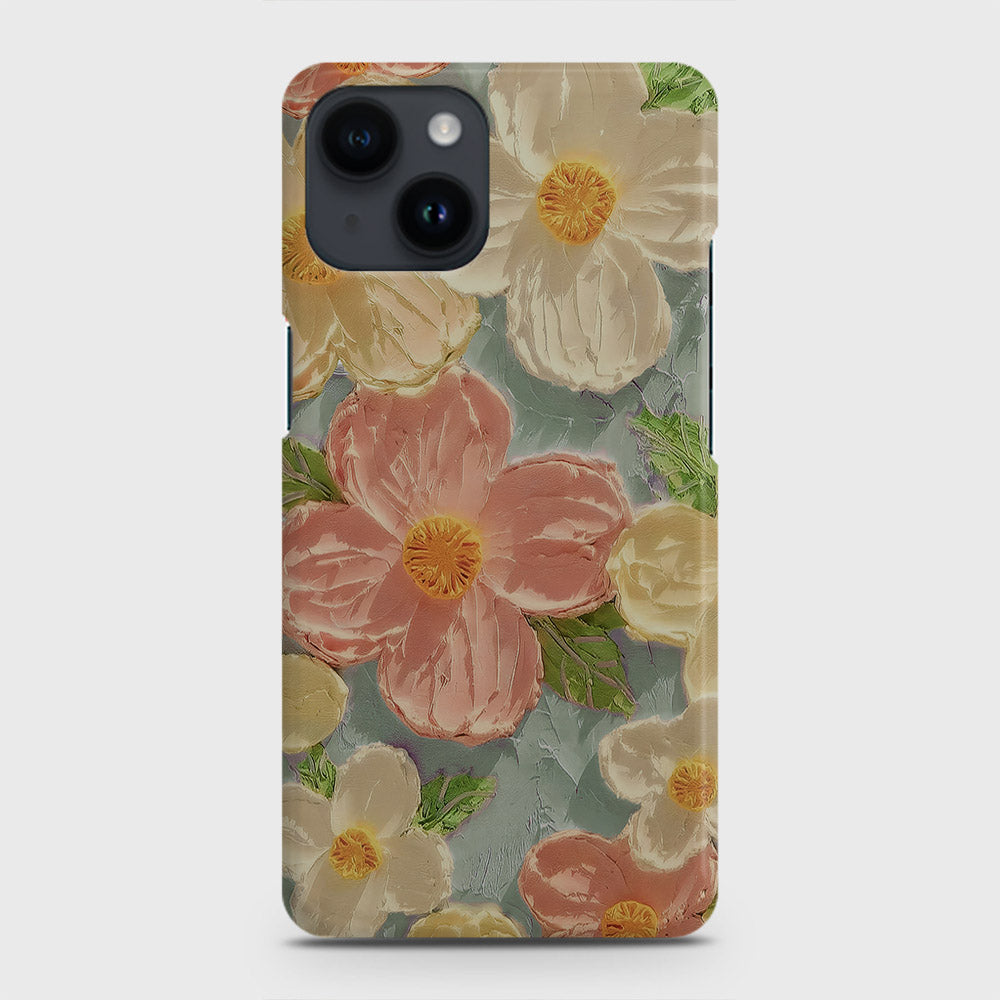 iPhone 14 Plus Cover - Floral Series - Design 16 - Cyan & Pink - Matte Finish - Snap On Hard Case with LifeTime Colors Guarantee