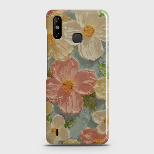 Infinix Smart 4 Cover - Floral Series - Design 16 - Cyan & Pink - Matte Finish - Snap On Hard Case with LifeTime Colors Guarantee