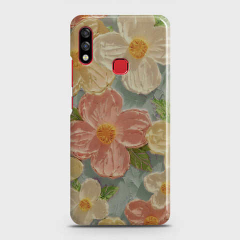 Infinix Hot 7 Pro Cover - Floral Series - Design 16 - Cyan & Pink - Matte Finish - Snap On Hard Case with LifeTime Colors Guarantee