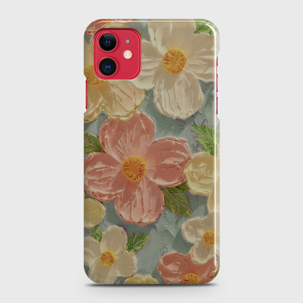 iPhone 11 Cover - Floral Series - Design 16 - Cyan & Pink - Matte Finish - Snap On Hard Case with LifeTime Colors Guarantee