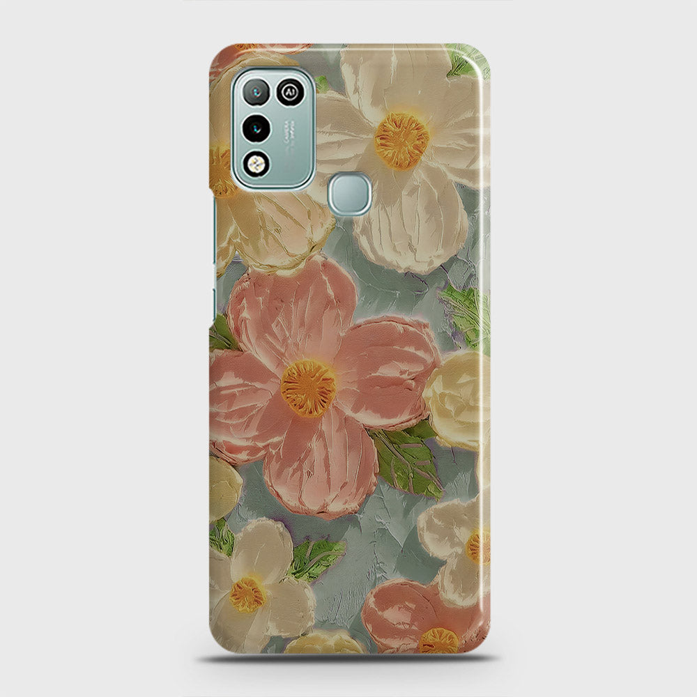 Infinix Hot 10 Play Cover - Floral Series - Design 16 - Cyan & Pink - Matte Finish - Snap On Hard Case with LifeTime Colors Guarantee