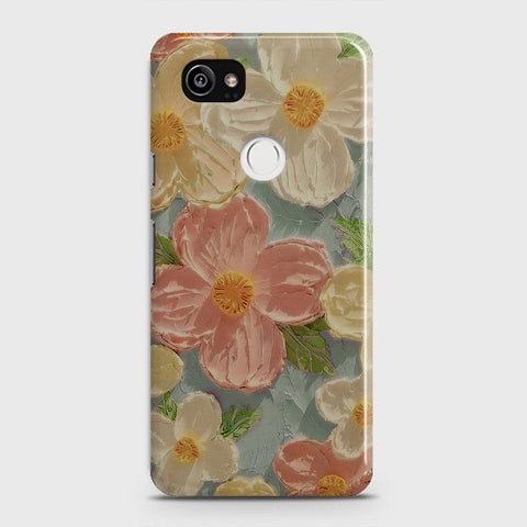 Google Pixel 2 XL Cover - Floral Series - Design 16 - Cyan & Pink - Matte Finish - Snap On Hard Case with LifeTime Colors Guarantee