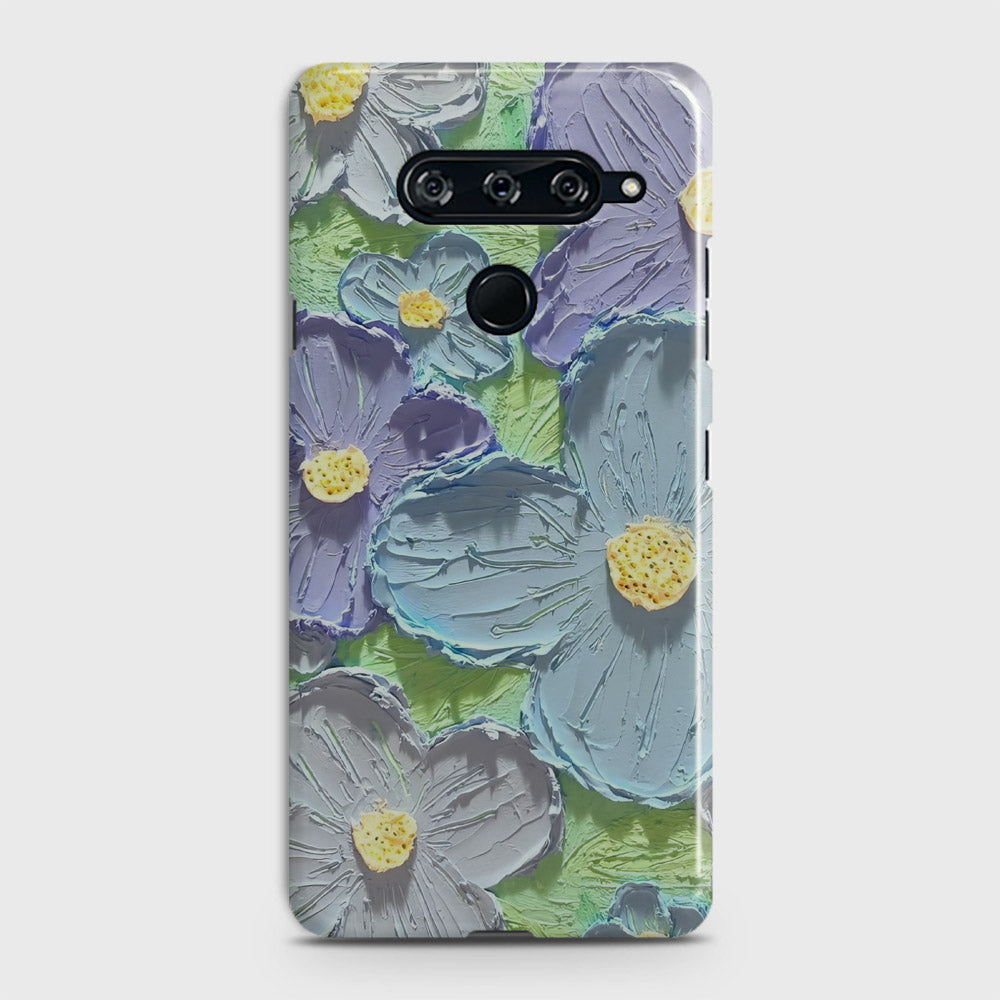 LG V40 ThinQ Cover - Floral Series  - Design 1 - Purple & Aqua - Matte Finish - Snap On Hard Case with LifeTime Colors Guarantee