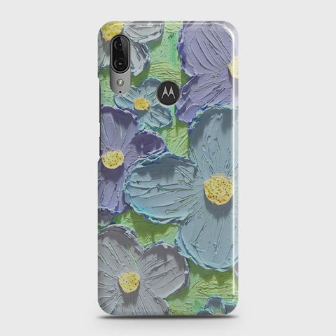 Motorola Moto E6 Plus Cover - Floral Series - Design 1 - Purple & Aqua - Matte Finish - Snap On Hard Case with LifeTime Colors Guarantee