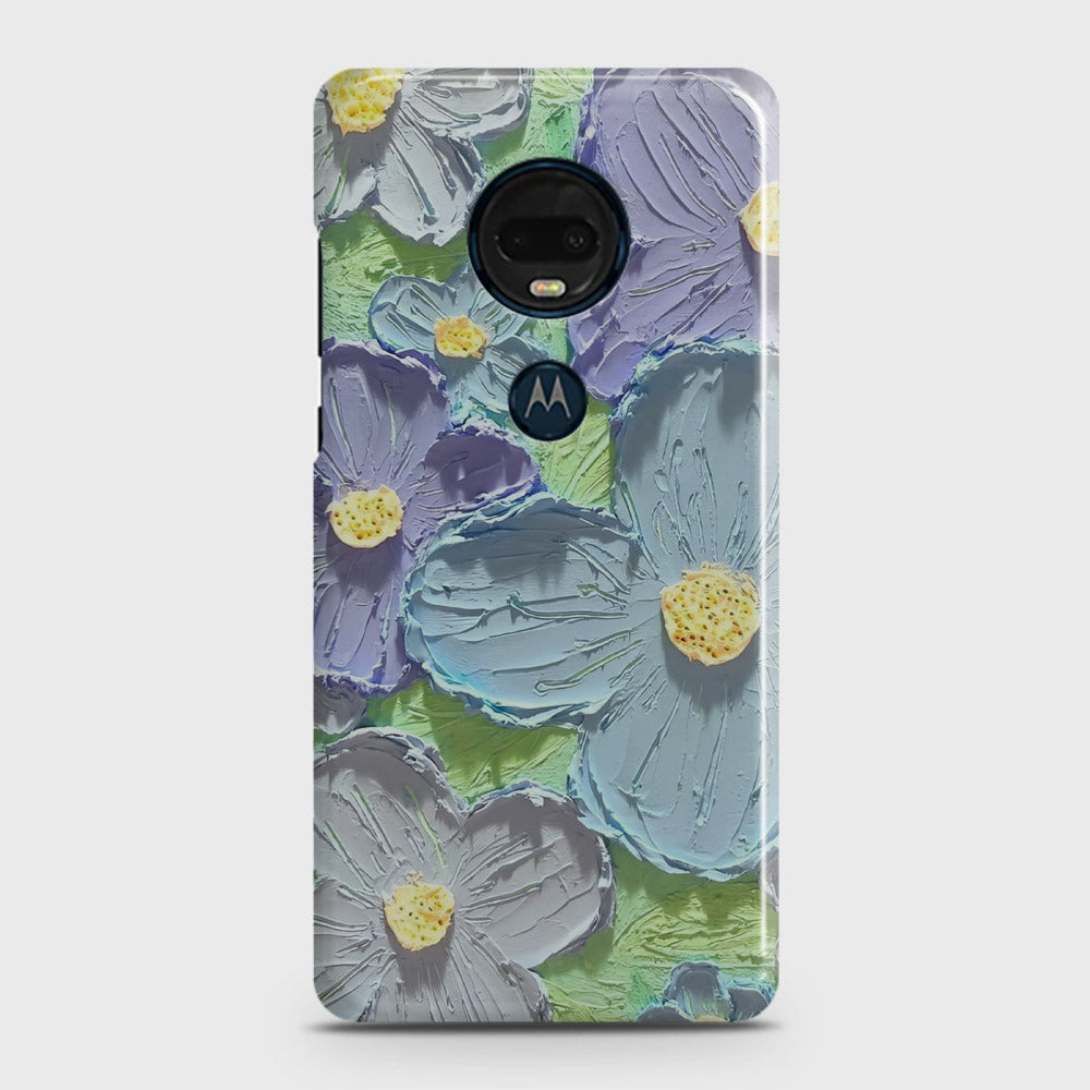 Motorola Moto G7 Plus Cover - Floral Series - Design 1 - Purple & Aqua - Matte Finish - Snap On Hard Case with LifeTime Colors Guarantee