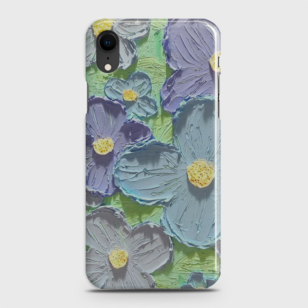 iPhone XR Cover - Floral Series - Design 1 - Purple & Aqua - Matte Finish - Snap On Hard Case with LifeTime Colors Guarantee