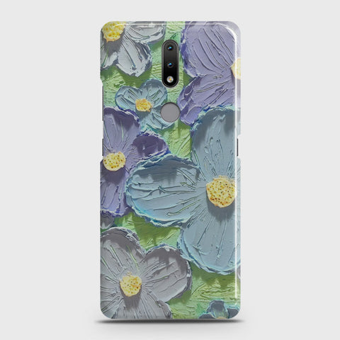 Nokia 2.4 Cover - Floral Series - Design 1 - Purple & Aqua - Matte Finish - Snap On Hard Case with LifeTime Colors Guarantee