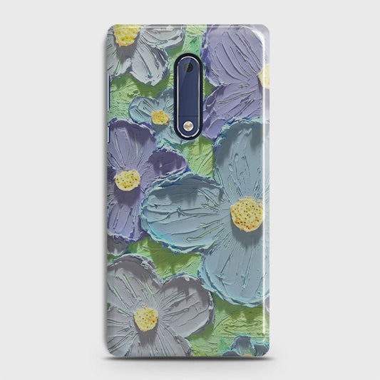 Nokia 5 Cover - Floral Series - Design 1 - Purple & Aqua - Matte Finish - Snap On Hard Case with LifeTime Colors Guarantee