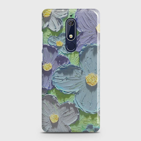 Nokia 5.1 Cover - Floral Series - Design 1 - Purple & Aqua - Matte Finish - Snap On Hard Case with LifeTime Colors Guarantee