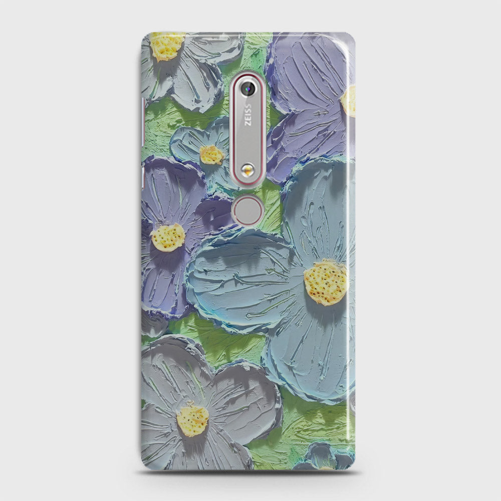 Nokia 6.1 Cover - Floral Series - Design 1 - Purple & Aqua - Matte Finish - Snap On Hard Case with LifeTime Colors Guarantee