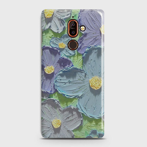 Nokia 7 Plus Cover - Floral Series - Design 1 - Purple & Aqua - Matte Finish - Snap On Hard Case with LifeTime Colors Guarantee