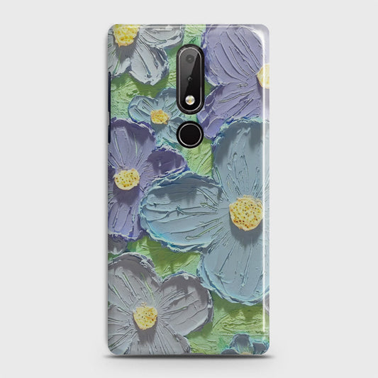 Nokia 7.1 Cover - Floral Series - Design 1 - Purple & Aqua - Matte Finish - Snap On Hard Case with LifeTime Colors Guarantee