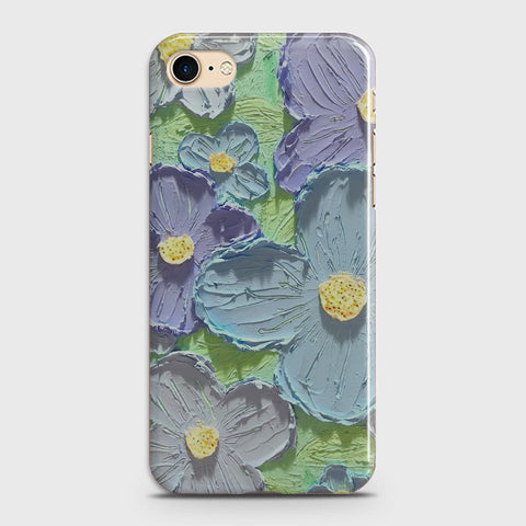 iPhone 8 Cover - Floral Series - Design 1 - Purple & Aqua - Matte Finish - Snap On Hard Case with LifeTime Colors Guarantee