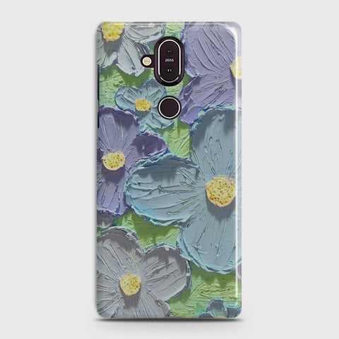 Nokia 8.1 Cover - Floral Series - Design 1 - Purple & Aqua - Matte Finish - Snap On Hard Case with LifeTime Colors Guarantee