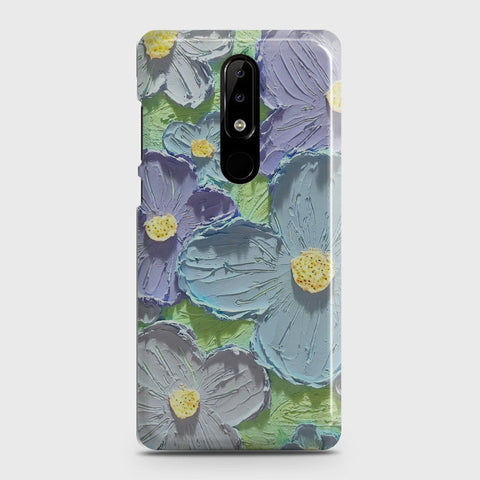 Nokia 5.1 Plus / Nokia X5  Cover - Floral Series - Design 1 - Purple & Aqua - Matte Finish - Snap On Hard Case with LifeTime Colors Guarantee