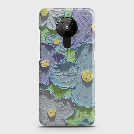 Nokia 5.3  Cover - Floral Series - Design 1 - Purple & Aqua - Matte Finish - Snap On Hard Case with LifeTime Colors Guarantee