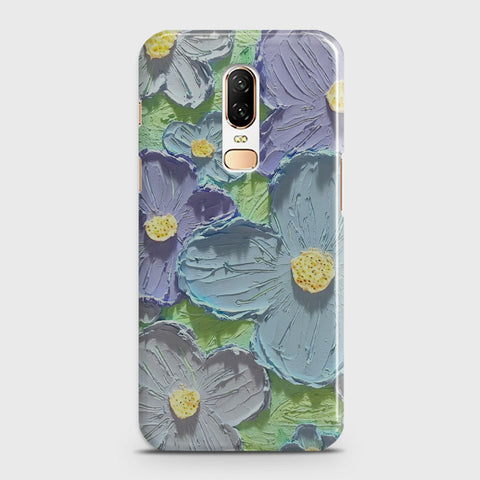 OnePlus 6  Cover - Floral Series - Design 1 - Purple & Aqua - Matte Finish - Snap On Hard Case with LifeTime Colors Guarantee