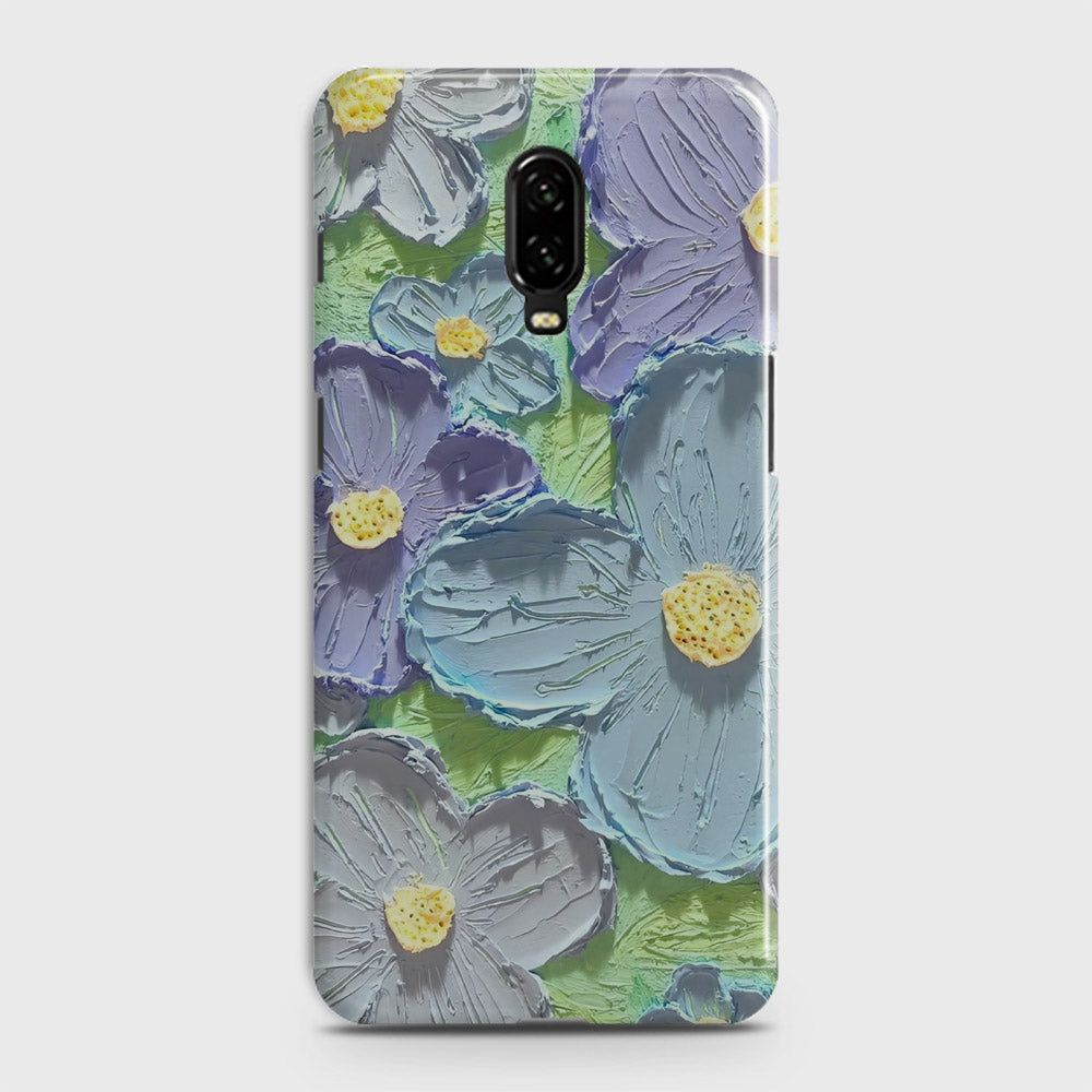 OnePlus 6T  Cover - Floral Series - Design 1 - Purple & Aqua - Matte Finish - Snap On Hard Case with LifeTime Colors Guarantee