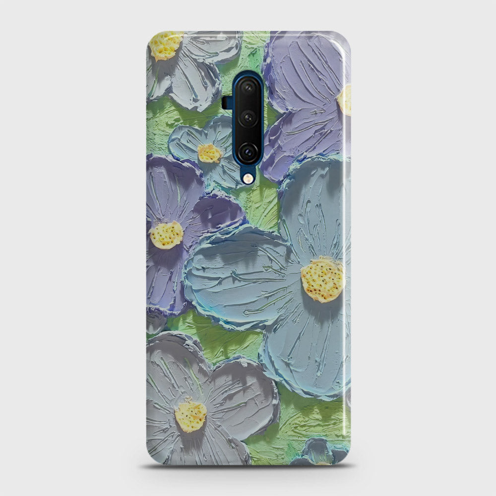 OnePlus 7T Pro  Cover - Floral Series - Design 1 - Purple & Aqua - Matte Finish - Snap On Hard Case with LifeTime Colors Guarantee