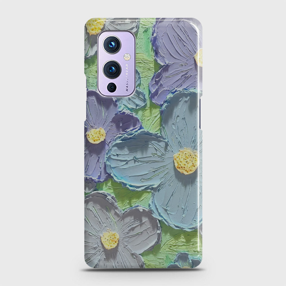 OnePlus 9  Cover - Floral Series - Design 1 - Purple & Aqua - Matte Finish - Snap On Hard Case with LifeTime Colors Guarantee