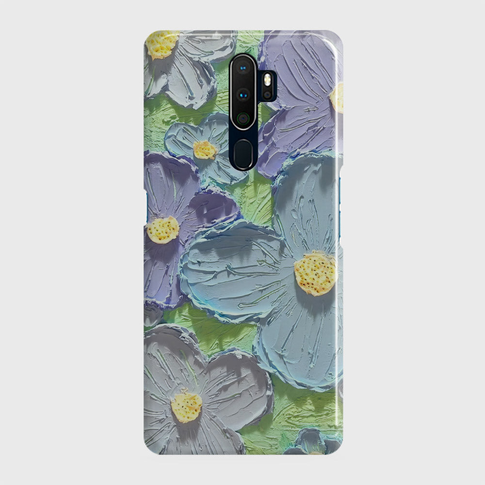 Oppo A5 2020 Cover - Floral Series - Design 1 - Purple & Aqua - Matte Finish - Snap On Hard Case with LifeTime Colors Guarantee