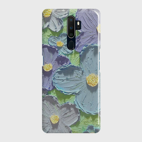 Oppo A9 2020 Cover - Floral Series - Design 1 - Purple & Aqua - Matte Finish - Snap On Hard Case with LifeTime Colors Guarantee