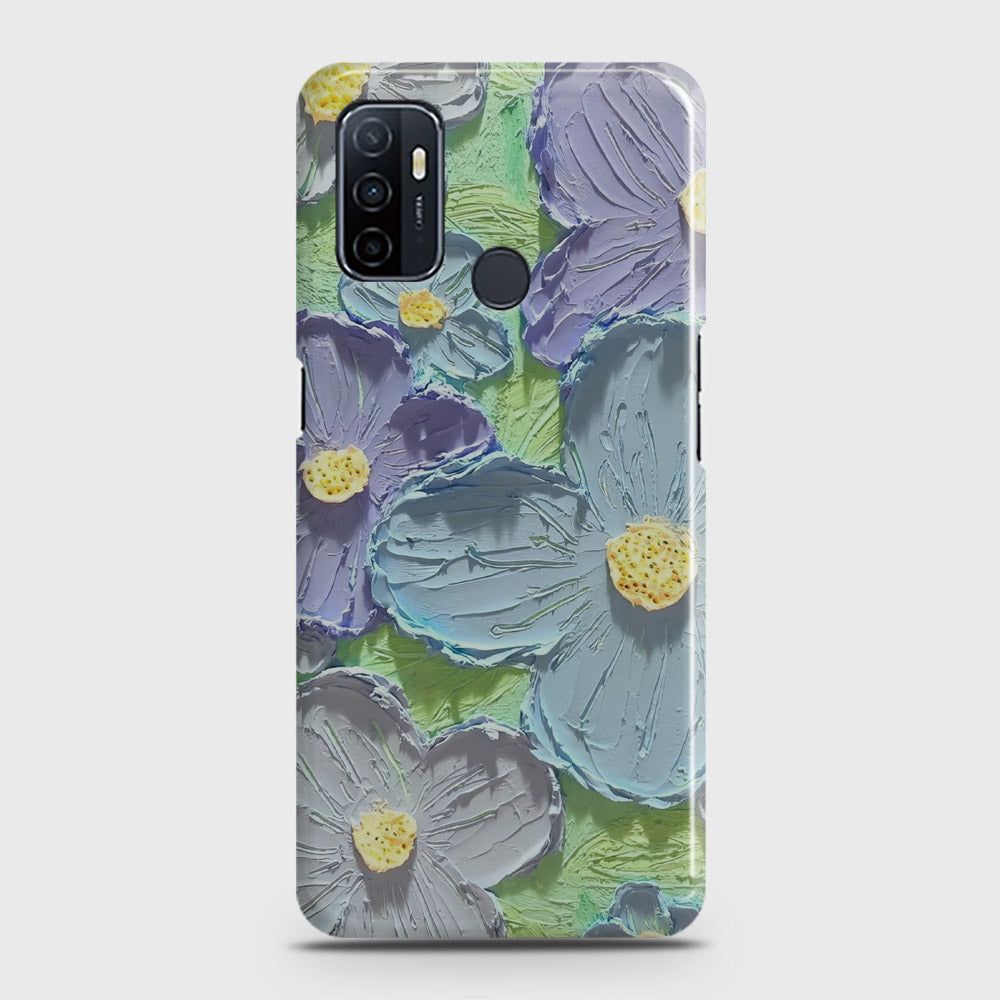 Oppo A53 Cover - Floral Series - Design 1 - Purple & Aqua - Matte Finish - Snap On Hard Case with LifeTime Colors Guarantee