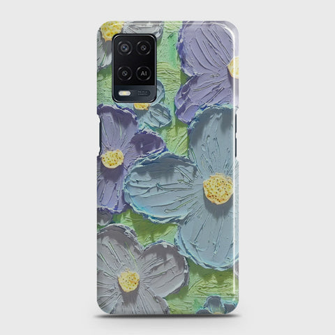 Oppo A54  Cover - Floral Series - Design 1 - Purple & Aqua - Matte Finish - Snap On Hard Case with LifeTime Colors Guarantee