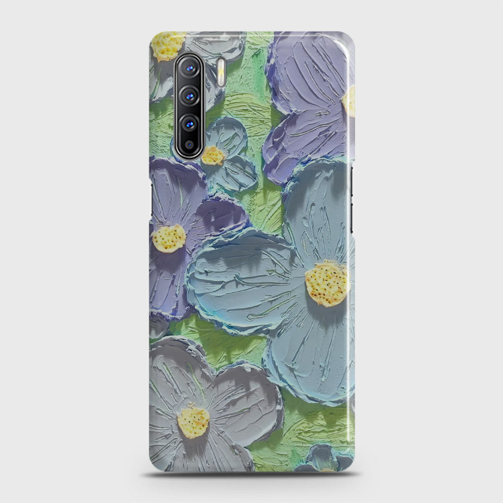 Oppo F15 Cover - Floral Series - Design 1 - Purple & Aqua - Matte Finish - Snap On Hard Case with LifeTime Colors Guarantee