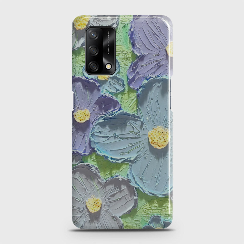 Oppo F19 Cover - Floral Series - Design 1 - Purple & Aqua - Matte Finish - Snap On Hard Case with LifeTime Colors Guarantee