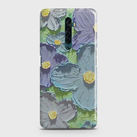 Oppo Reno 2 Cover - Floral Series - Design 1 - Purple & Aqua - Matte Finish - Snap On Hard Case with LifeTime Colors Guarantee