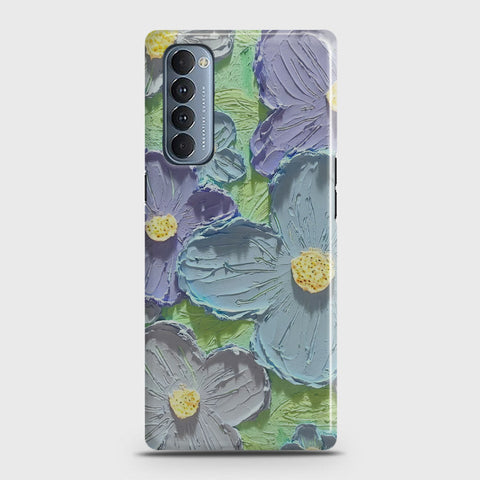 Oppo Reno 4 Pro 4G Cover - Floral Series - Design 1 - Purple & Aqua - Matte Finish - Snap On Hard Case with LifeTime Colors Guarantee