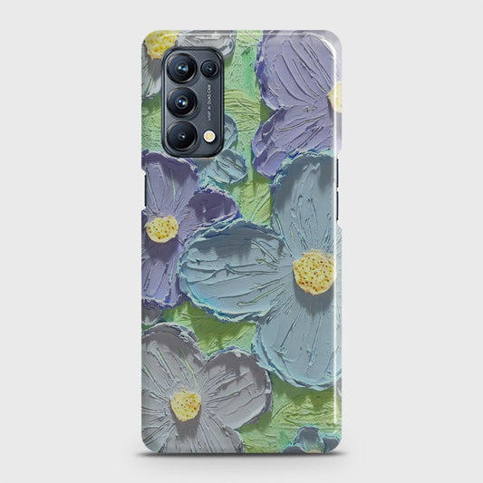 Oppo Reno 5 4G Cover - Floral Series - Design 1 - Purple & Aqua - Matte Finish - Snap On Hard Case with LifeTime Colors Guarantee