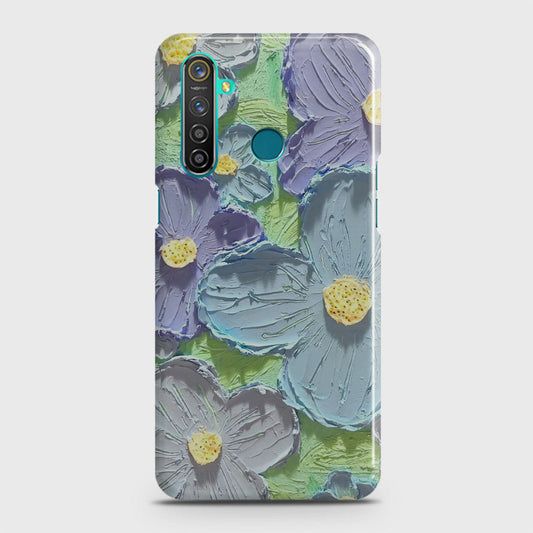 Realme 5 Cover - Floral Series - Design 1 - Purple & Aqua - Matte Finish - Snap On Hard Case with LifeTime Colors Guarantee