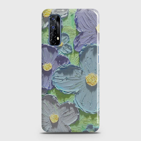 Realme 7 Cover - Floral Series - Design 1 - Purple & Aqua - Matte Finish - Snap On Hard Case with LifeTime Colors Guarantee