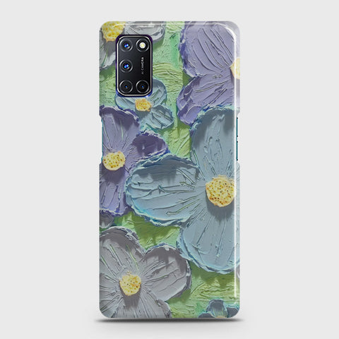 Oppo A52 Cover - Floral Series - Design 1 - Purple & Aqua - Matte Finish - Snap On Hard Case with LifeTime Colors Guarantee