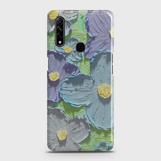 Oppo A8 Cover - Floral Series - Design 1 - Purple & Aqua - Matte Finish - Snap On Hard Case with LifeTime Colors Guarantee