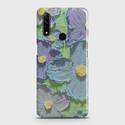 Oppo A8 Cover - Floral Series - Design 1 - Purple & Aqua - Matte Finish - Snap On Hard Case with LifeTime Colors Guarantee