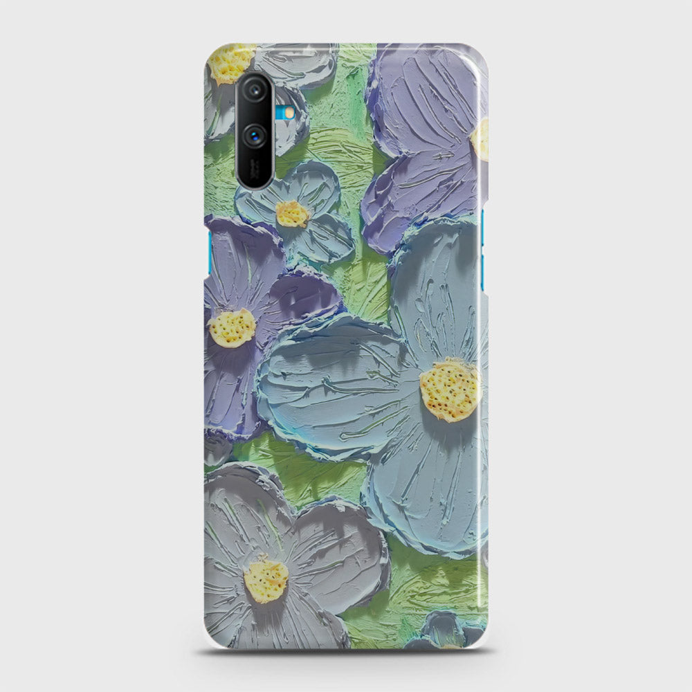 Realme C3 Cover - Floral Series - Design 1 - Purple & Aqua - Matte Finish - Snap On Hard Case with LifeTime Colors Guarantee