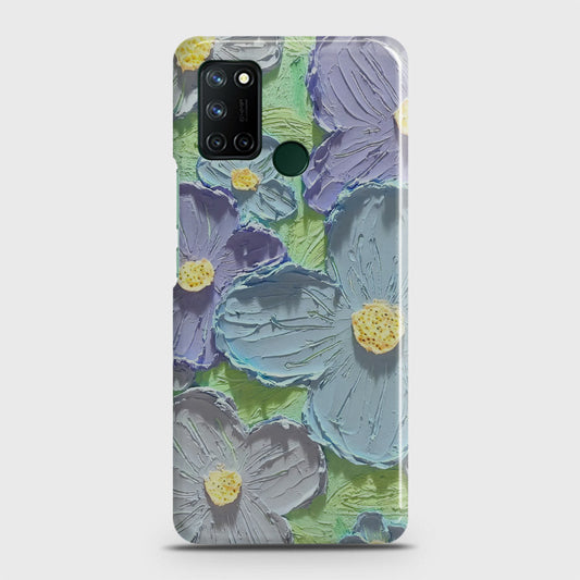 Realme 7i Cover - Floral Series - Design 1 - Purple & Aqua - Matte Finish - Snap On Hard Case with LifeTime Colors Guarantee