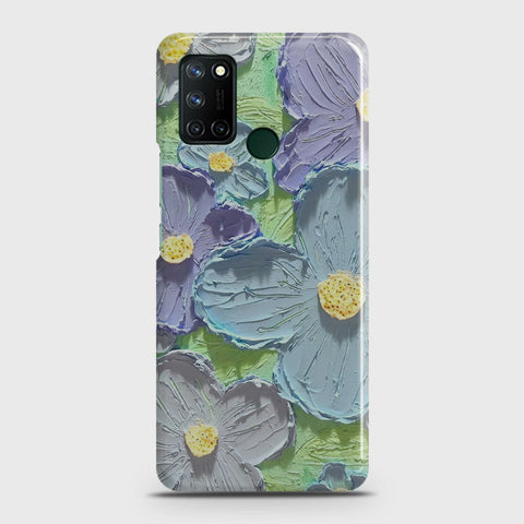 Realme 7i Cover - Floral Series - Design 1 - Purple & Aqua - Matte Finish - Snap On Hard Case with LifeTime Colors Guarantee