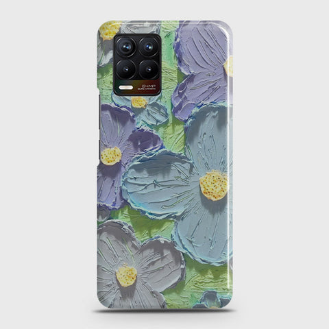 Realme 8 Cover - Floral Series - Design 1 - Purple & Aqua - Matte Finish - Snap On Hard Case with LifeTime Colors Guarantee