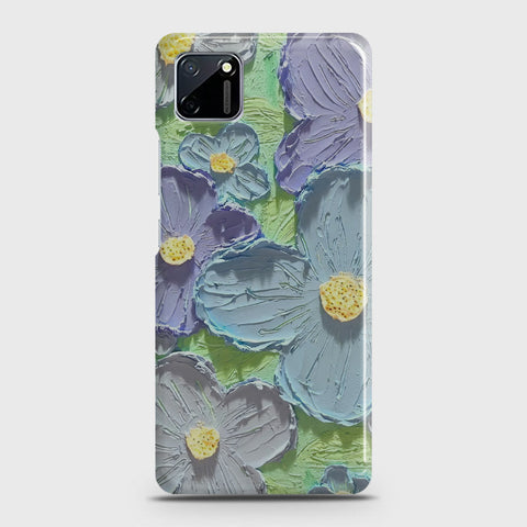 Realme C11 Cover - Floral Series - Design 1 - Purple & Aqua - Matte Finish - Snap On Hard Case with LifeTime Colors Guarantee