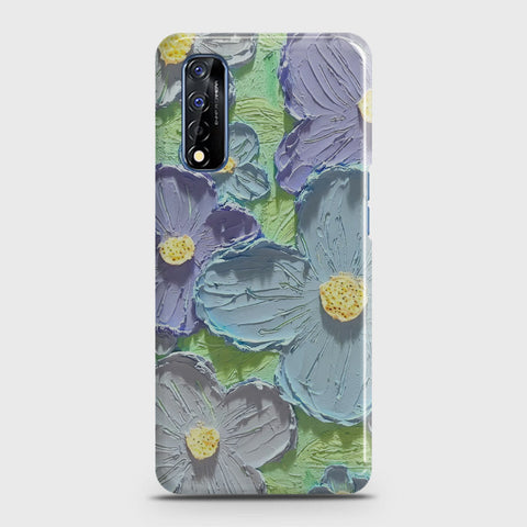 Realme Narzo 30 Cover - Floral Series - Design 1 - Purple & Aqua - Matte Finish - Snap On Hard Case with LifeTime Colors Guarantee