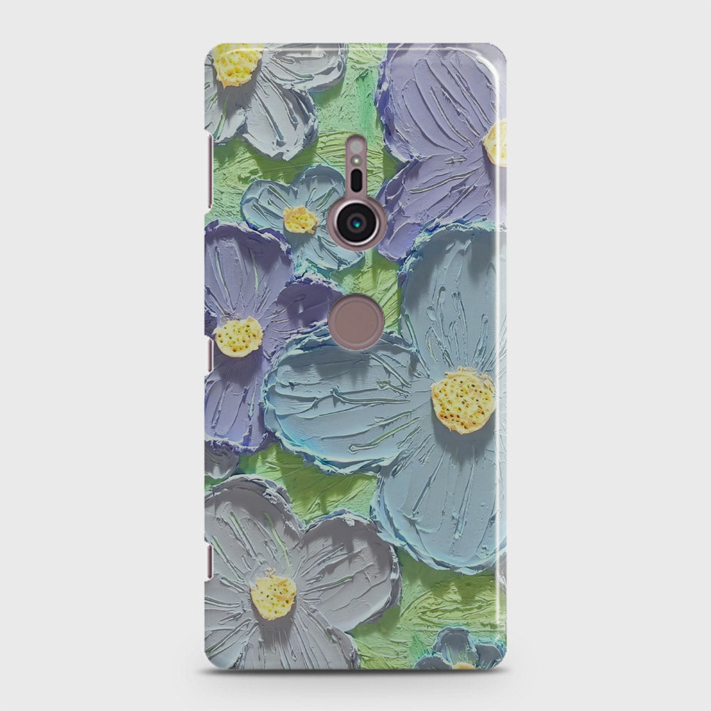 Sony Xperia XZ2 Cover - Floral Series - Design 1 - Purple & Aqua - Matte Finish - Snap On Hard Case with LifeTime Colors Guarantee