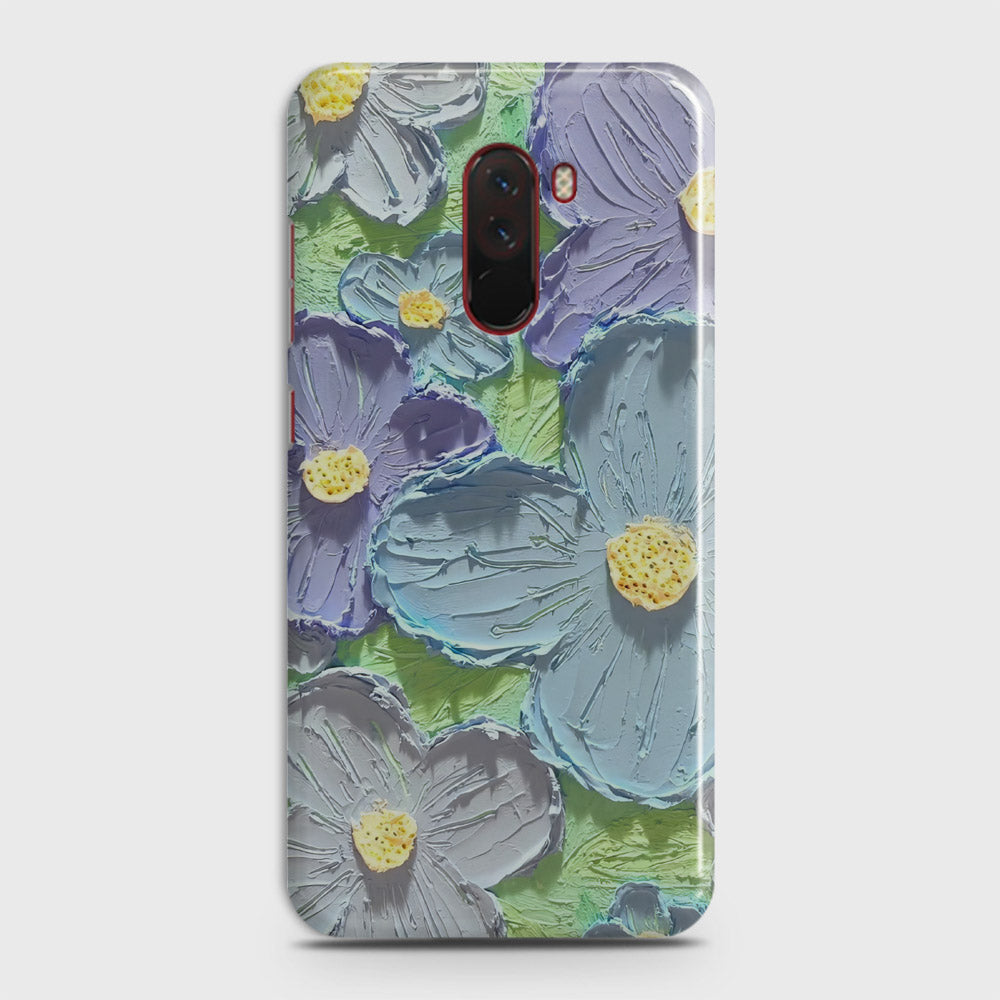 Xiaomi Pocophone F1  Cover - Floral Series - Design 1 - Purple & Aqua - Matte Finish - Snap On Hard Case with LifeTime Colors Guarantee