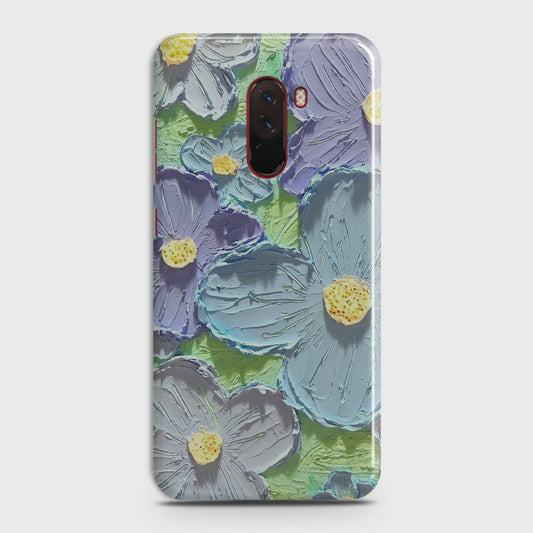 Xiaomi Pocophone F1  Cover - Floral Series - Design 1 - Purple & Aqua - Matte Finish - Snap On Hard Case with LifeTime Colors Guarantee