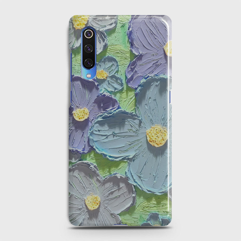 Xiaomi Mi 9 Cover - Floral Series - Design 1 - Purple & Aqua - Matte Finish - Snap On Hard Case with LifeTime Colors Guarantee