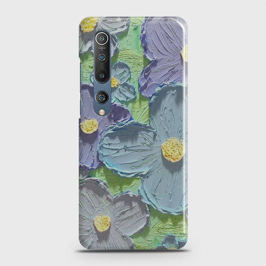 Xiaomi Mi 10 Cover - Floral Series - Design 1 - Purple & Aqua - Matte Finish - Snap On Hard Case with LifeTime Colors Guarantee