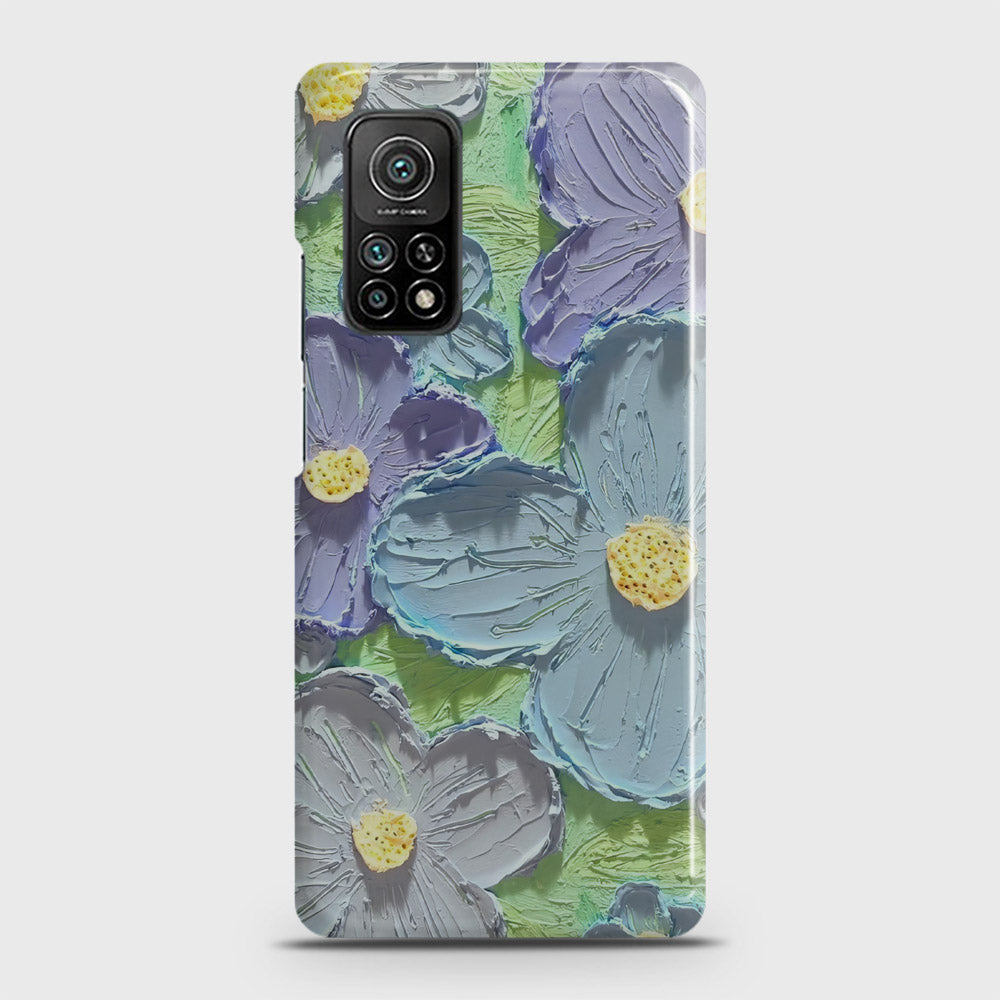 Xiaomi Mi 10T Cover - Floral Series - Design 1 - Purple & Aqua - Matte Finish - Snap On Hard Case with LifeTime Colors Guarantee